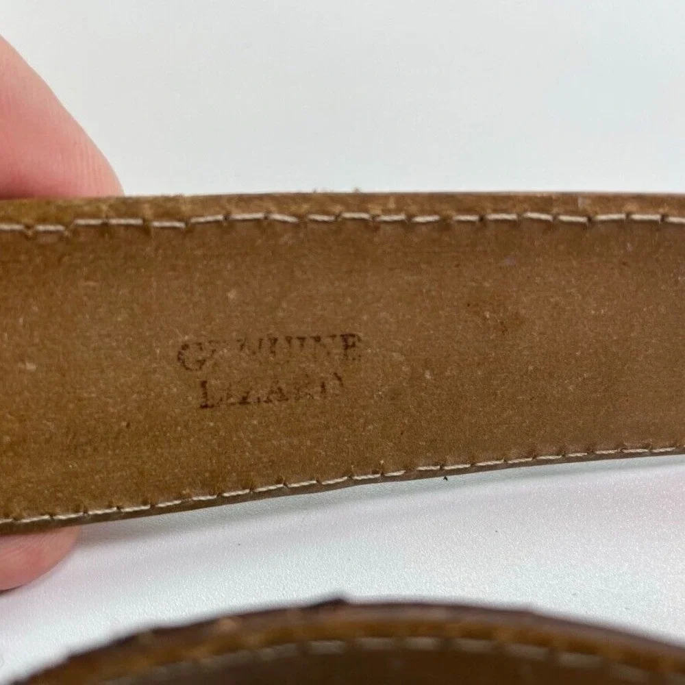 Tony Lama Belt 42 Genuine Lizard Brown Zig-Zag Stitch USA Western 20543 VTG‎